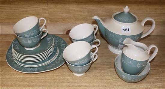 A Royal Doulton Cascade pattern eighteen piece part tea set